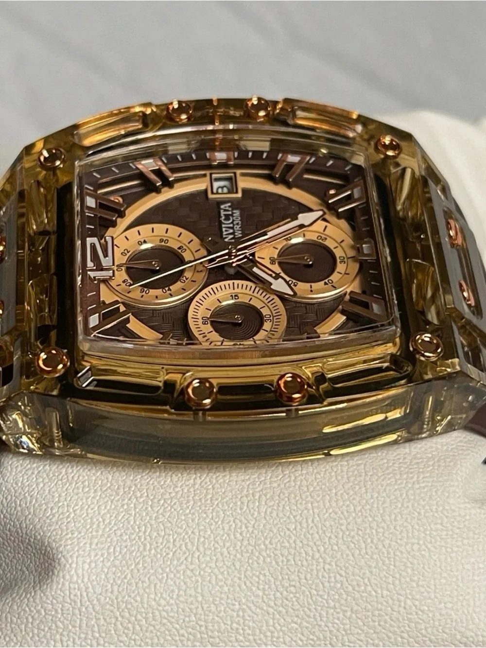 Invicta S1 Rally Allogrip Men 42mm Brown Tone Case Brown Metal Dial Brown Band